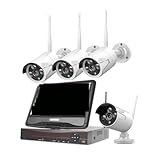 VEKELETE Kit NVR con Monitor LCD de 10 Pulgadas, Sistema de Seguridad CCTV for Exteriores con cámara WiFi for el hogar