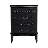  Netfurniture Anton Commode 5 tiroirs Noir, Meuble Rangement Chambre