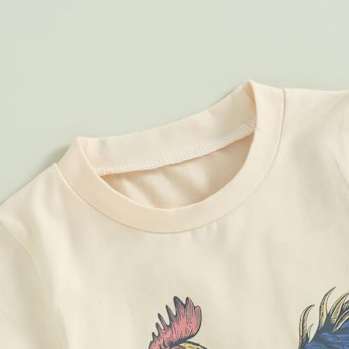 Bonangber Toddler Baby Boy Summer Clothes Letters Farm Animals T Shirt Casual Shorts Infant Summer Farm Clothes Set (A-Beige Rooster,18-24 Months)
