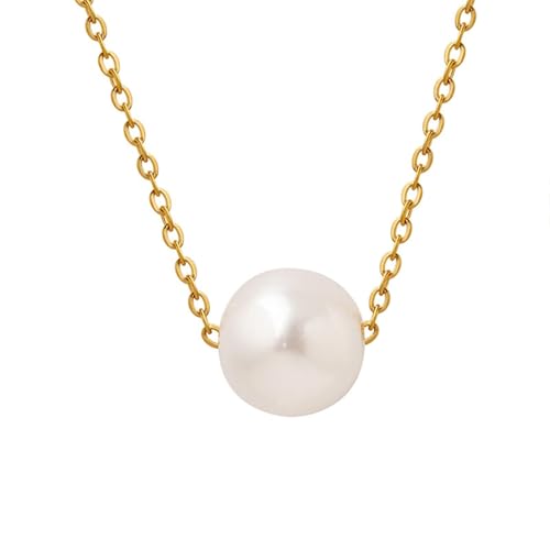 Perle en acier inoxydable pour femmes et chaînes de diamant avec bijoux fins dorés