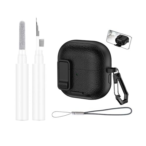Stand Case Compatible with Huawei FreeClip 2 with Safety Lock, Keychain & Lanyard and Cleaning kit, Soft TPU and Hard PC, Military Grade Drop Shockproof Full Protection Cover for Women Men