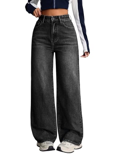 Image of KOTTY Women's High Rise Wide Leg Denim Jeans | Relaxed Fit Casual Everyday Jeans for Women