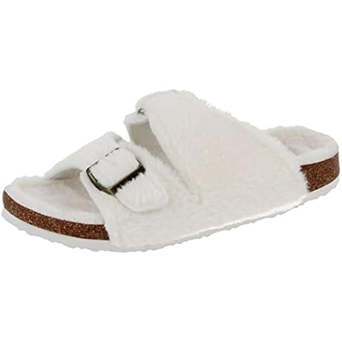 ella Ladies Faux Fur Double Buckle Sliders Cover