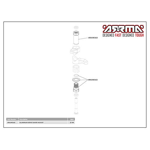 Arrma Aluminum Servo Saver Hub Set, Ara340163 #TOP1