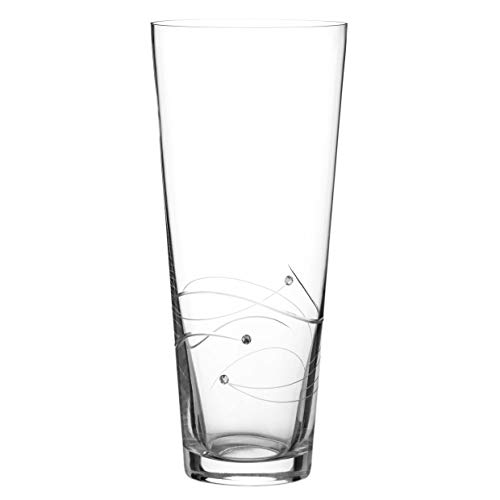 DIAMANTE Grand vase en cristal taillé à la main en spirale avec cristaux 30 cm