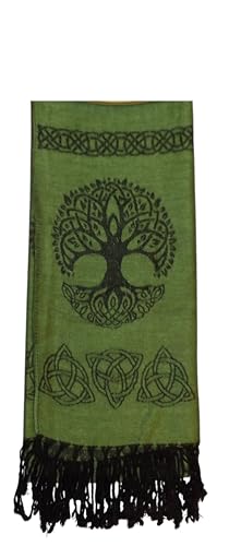 Tree of Life Pashmina Scarf Style Dark Green Birthday Gift Irish Symbol