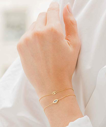 14k gold evil eye bracelet, solid gold mini evil eye4