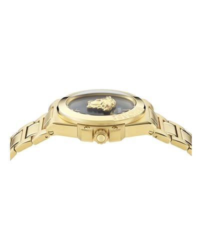 Versace Hera Collection Luxury Womens Watch Timepieces with a Gold Bracelet and Case Featuring a Black Dial2