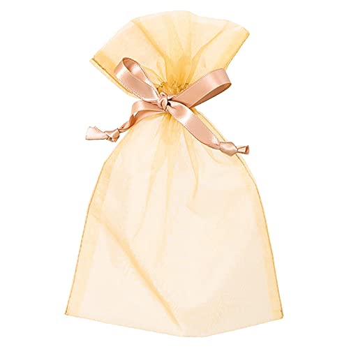 ヘッズ ギフトバッグ 13×20cm M シャンパンゴールド 10枚 オーガンジーバッグ 巾着袋 HEADS OGC-BMの商品画像（Amazon）