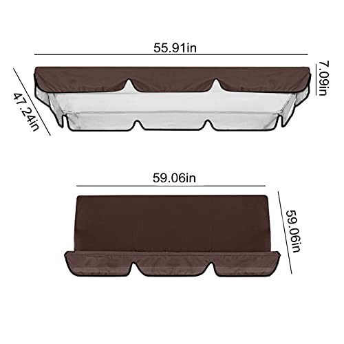Outdoor Swing Canopy Cover, 2-Seater Canopy Swing Sets For Backyard, Replacement Swing Waterproof Top Cover Set For Patio/Lawn/Garden, Swing Canopy Cushion Sunscreen Uv Protection (No Steel Frame) #TOP2