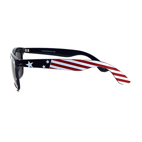 SA106 Patriotic American Flag Print Hipster Horn Rim Sunglasses3
