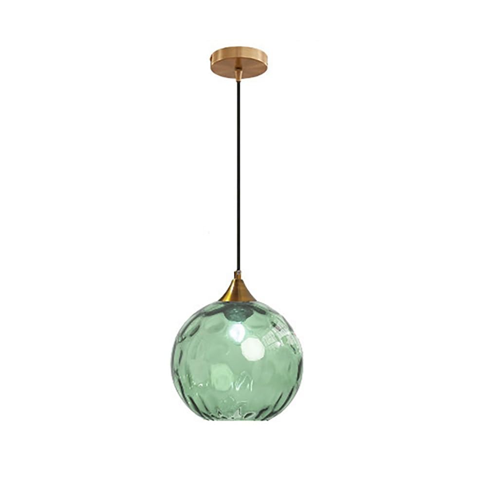 COSRUB Vintage Globe Hanging Light Fixture, Small Hammered Glass Pendant Lamps Mid Century Water Chandelier for Cafe Bedside Bar Living Room(Green)