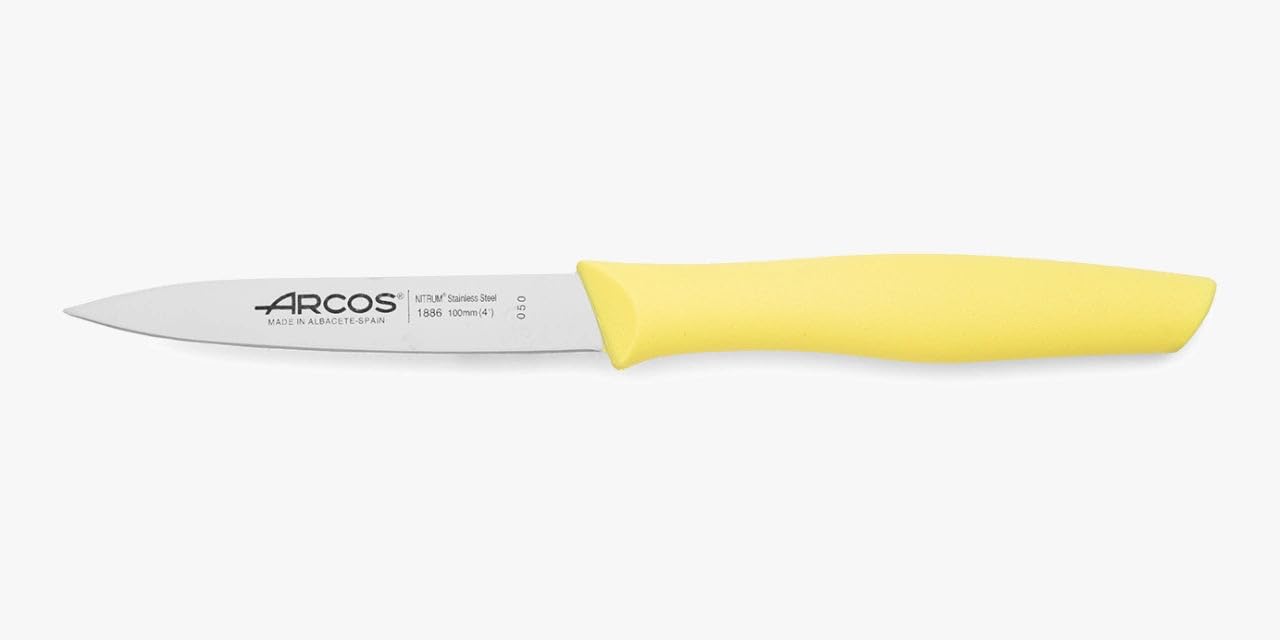 Arcos Couteau Mondador Acier Inoxydable NITRUM 100 mm - Épluchage Fruits et Légumes - Manche Antidérapant Polypropylène - Série Nova