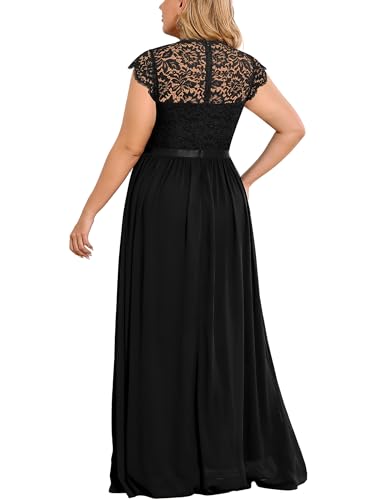 Miusol Women's Formal Floral Lace Plus Size Bridesmaid Party Maxi Dress2
