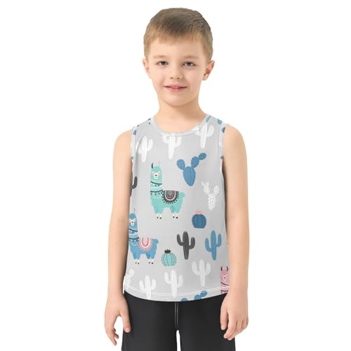 J JOYSAY Colorful Llama Cactus Boys Tank Top Sleeveless Muscle Shirts Quick Dry Workout Sport Active Kids T-Shirts 3-15T2