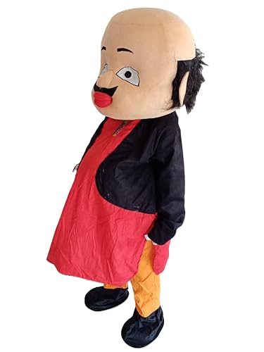 Image of BookMyCostume Fat & Samosa-Loving Indian Cartoon Character Mascot Costume For Theme Birthday Party & Events | Adults | Full Size Adults | Red & Yellow