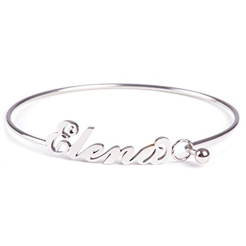 Colours & Beauty - Pulsera de mujer de acero inoxidable con nombre | Pulsera con nombre personalizado | Joyas con nombre: pulsera rígida de acero inoxidable, Acero inoxidable Cover
