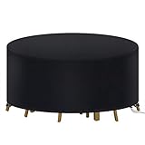 【Größe der Möbelabdeckung】: Die runde Gartenmöbel Abdeckung eignet sich perfekt für alle Arten von Gartenmöbeln, Terrassentischen und -stühlen, Bänken, Couchtischen und runden Möbeln. Der Gartenmöbel Abdeckplane ist 128 cm Durchmesser x 71 cm hoch. Überprüfen Sie Ihre Möbelabmessungen auf korrekten Sitz.