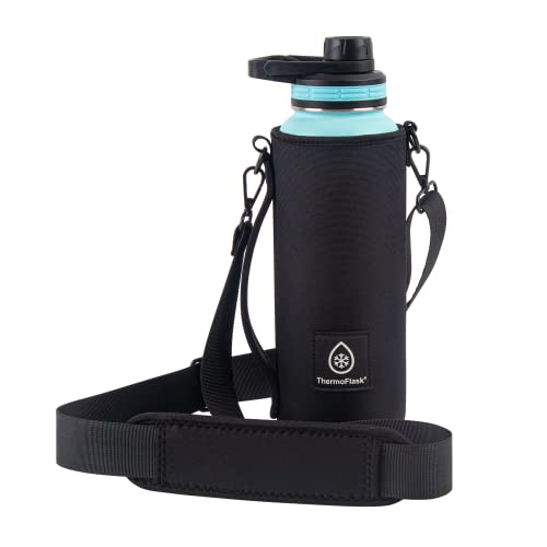 Image of ThermoFlask Wine Bottle Ice Jacket - Wine Bottle Holder with Adjustable Buckle & Strap - Temp-Lock Wine Carrier - Wine Carrier for Travel - Wine Accessory for Brunch, Christmas, Parties & More - Grey