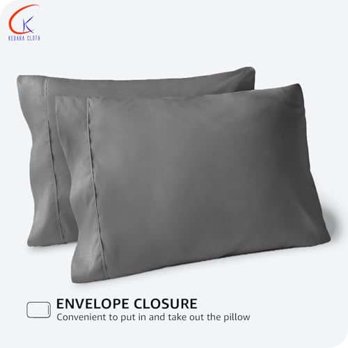 Image of Flat Bedsheet Double Bed (90x100 Inch) with 2-Pillow Covers Egyptian Cotton Fits 400 TC Super Soft & Breathable Wrinklefree Dark Grey Bed Sheet for Luxurious Bedrooms and Hotels