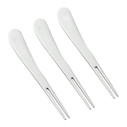 MUCKLILY 3PCS Stainless Steel Fruit Forks Dual Prong Dessert Picks for Parties Stylish Appetizer Utensils for Hotel Ktv and Summer Gatherings