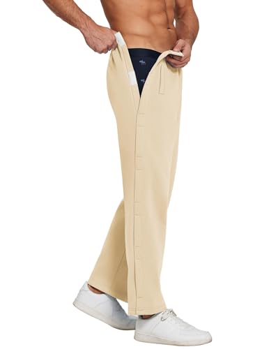 Deyeek Mens Fleece Tear Away Pants Loose Fit Post Knee Replacement Surgery Pants Breakaway Sweatpants Side Snap with Pockets2