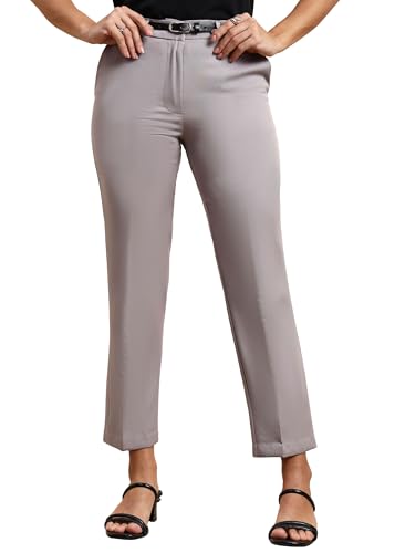 Image of FRAULEIN Women Formal Trousers | Slim Fit Office Pants | Ankle Length Work Pants | Business Casual Corporate Wear