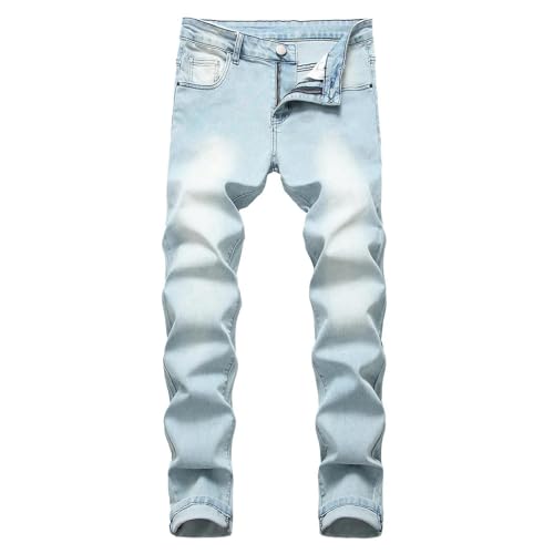 Men's Sliming Jeans Retro Solid Holes Denim Pants Fashion Slim Fit Ripped Stretch Jogging2