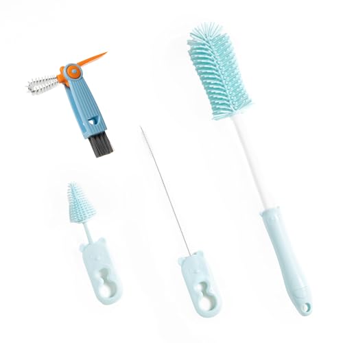 Image of Chemimoso Silicone Bottle Cleaning Brush, 13.4in Long Handle Water Cup Bottles Cleaner for Baby Bottles, Stanley Mug, Sports Bottle, Glass Vase, with a Tiny Cup Lid Gap Cleaning Brush, z Blue