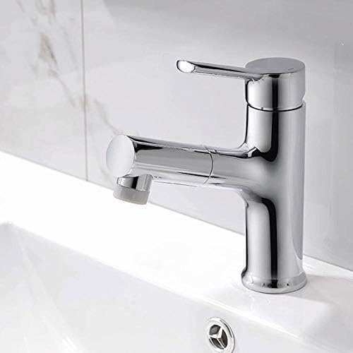 Robinet de lavabo extractible en laiton noir et chrome pour salle de bain
