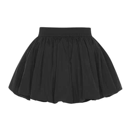 Choomomo Womens Solid Bubble Skirt Elastic Waist A-Line Puff Skirt Summer Ruffle Short Mini Skirts4