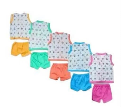 Image of Baby Jhabla and Shorts Set, Star Print, Pack of 5