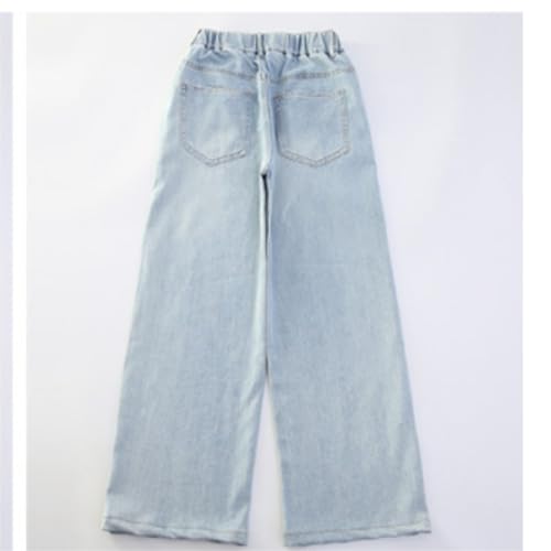 Girls Jeans Wide Leg Baggy Denim Pants High Elastic Waisted Straight Cute Bow Trousers Summer 2025 Kids Y2K Streetwear2