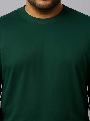 Image of Veirdo Pure Cotton Regular Fit Solid Core Plus Size Plus Size Full Sleeve T-Shirt for Men (Sizes: 2XL to 5XL)