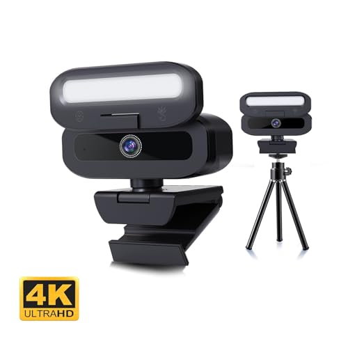 Webcam 4K avec éclairage LED d'appoint et cache de confidentialité pour PC - 2