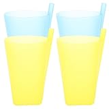Hoement 4 Stück pack Bonbonfarbene Trinkbecher mit Strohhalm für Großer Freier Wasserbecher...