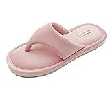 MAXHONG Women’s Thong Slippers with Memory Foam for Women Open Toe Slip on, Pink, 5-6