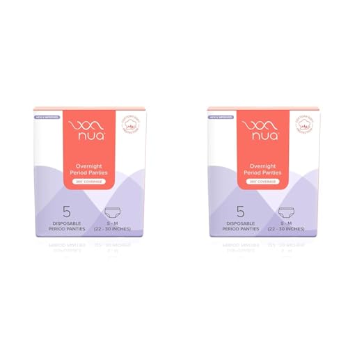Image of Nua Overnight Disposable Period Panties | (S - M) | Heavy Flow Absorbency | Leakproof Protection | Discreet & Secure | Breathable | No Rashes | No Discomfort | Pack of 10 White