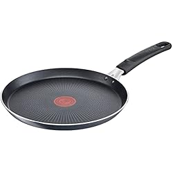 Sartenes Tefal Precio Tefal C38510 XL Force - Sartén para crepes, 25 cm, revestimiento antiadherente, resistente, señal térmica, base difusora, forma extra ancha, mango estable, color negro