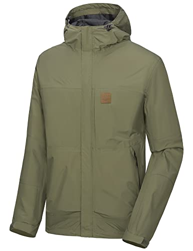 Image of Little Donkey Andy Men's Waterproof Rain Jacket Windproof Light Jacket Outdoor Rain Shell with Hood for Hiking Travel Golf