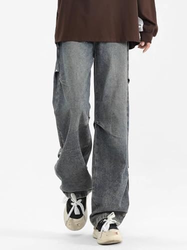 Men's Jeans American Black Spring Summer Loose Straight Long Pants4