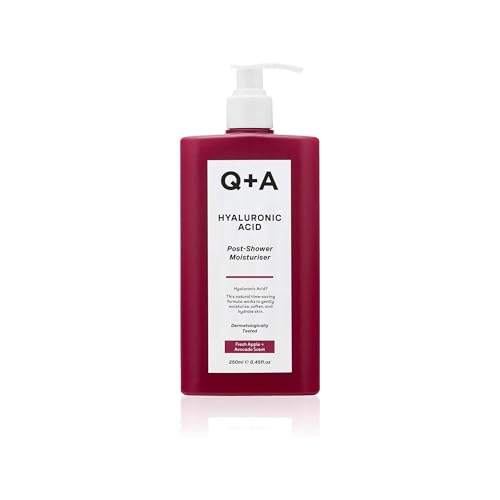 Q+A Hyaluronic Acid Post Shower Moisturiser (250ml) Wet-Skin Body Lotion with Avocado & Hazelnut Oils Prebiotic Hydration Locks In Moisture Quickly Non-Greasy Dry Skin Moisturiser