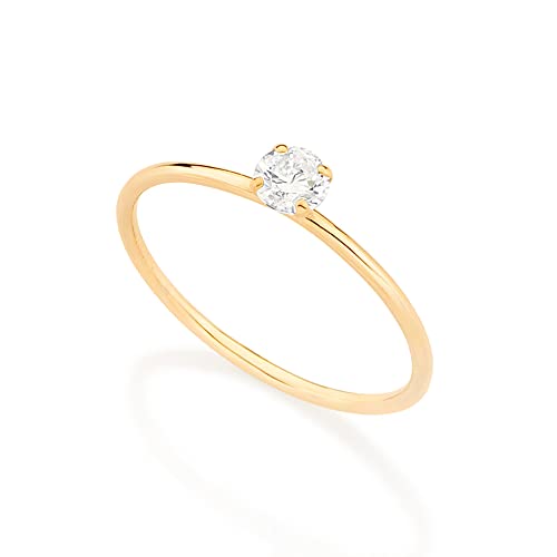 Anel solitário folheado a ouro - Branco - 513053 - Rommanel Cor:Branco;Tamanho:16