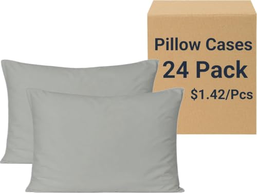 ZPECC Bulk Pillow Cases Standard Size 24 Pack, Light Gray
