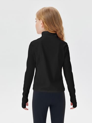 Haloumoning Girls Half Zip Pullover Sweatshirt Long Sleeve Workout Shirts Mock Neck Athletic Cropped Tops4