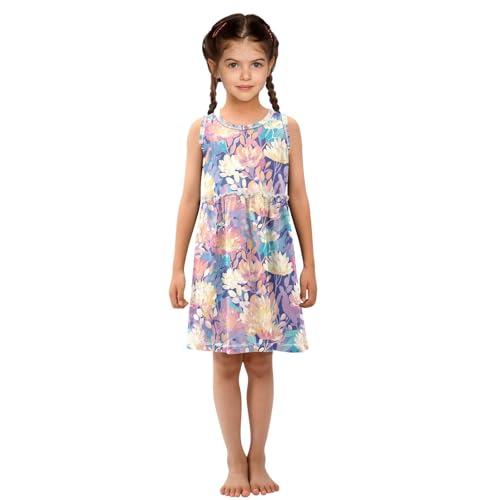 KLL Autmun Trendy Floral Pattern Girls A-Line Dress Casual Beach Sundress Spring Summer Crew Neck4