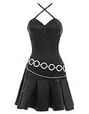 haikyuu Women Cosplay Costume Gothic Black Dress Goth Set with Necklace Waist Chain for Halloween Party Comic Con (small)