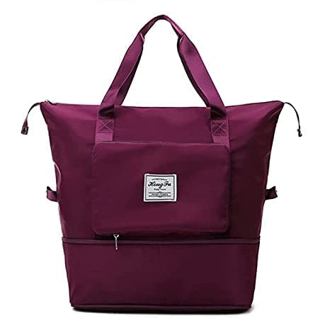 Travel Duffel Bag | Shoulder Bag | Expandable Folding Travel Bag for Women | Waterproof Luggage Bag for Travel(Dark Purple Color)-image-36