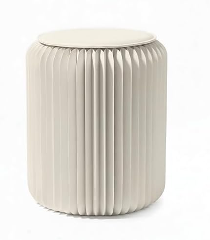Tabouret Pliable - en Carton Recyclable (Blanc céramique, 42 cm)