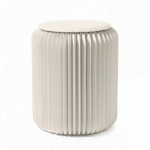 STOOLY - Tabouret Pliable - en Carton Recyclable (Blanc céramique, 42 cm)
